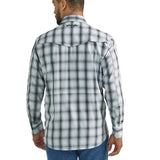 Wrangler Men's Blue & White & Grey Plaid Shirt