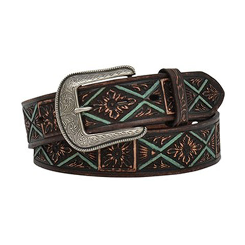 3D Belt Co. Men's Vintage Brown Floral Belt