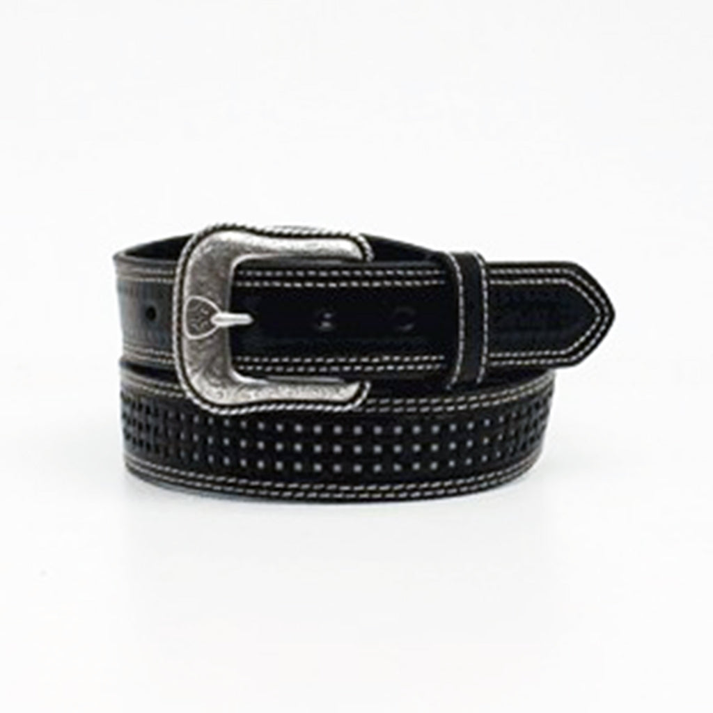 Ariat Men's Black Pierced Basket Weave Belt