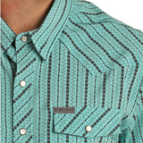 Panhandle Men's Turquoise Stripe Pearl Snap