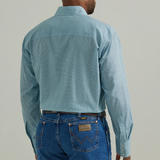 Wrangler Men's Aqua & White Print Long Sleeve