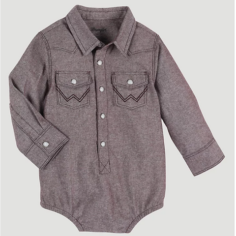 Wrangler Denim Burgundy Pearl Snap Onesie