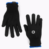 Small/Medium Bex black roping gloves. They have a white bex logo on top of the hand and a blue strip at the base.