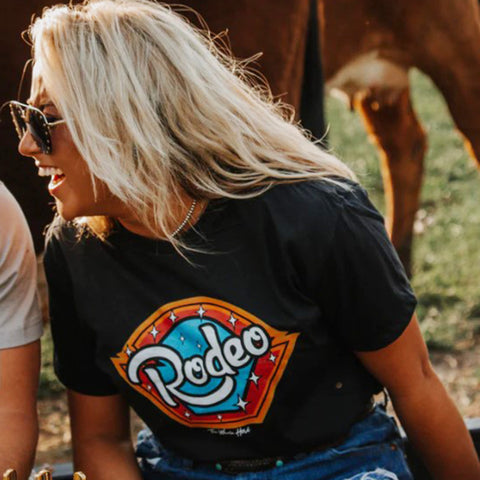 The Whole Herd Women's Black Retro Rodeo T-Shirt
