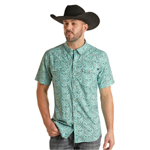 Panhandle Men's Turquoise Paisley Ripstop