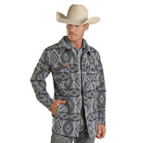 Powder River Men's Navy/Grey Aztec Wool Jacket