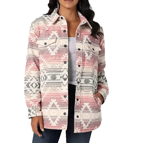 Wrangler Women's Pink/White Aztec Shacket