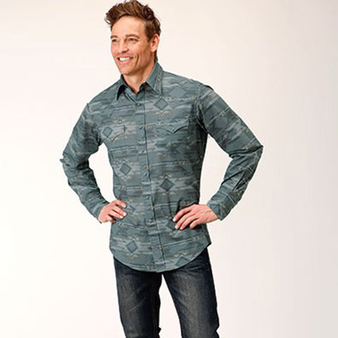 Roper Men's Gray Fog Aztec Shirt