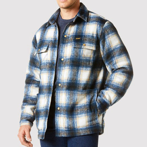 Wrangler Men's Tan/Blue Flannel Shacket