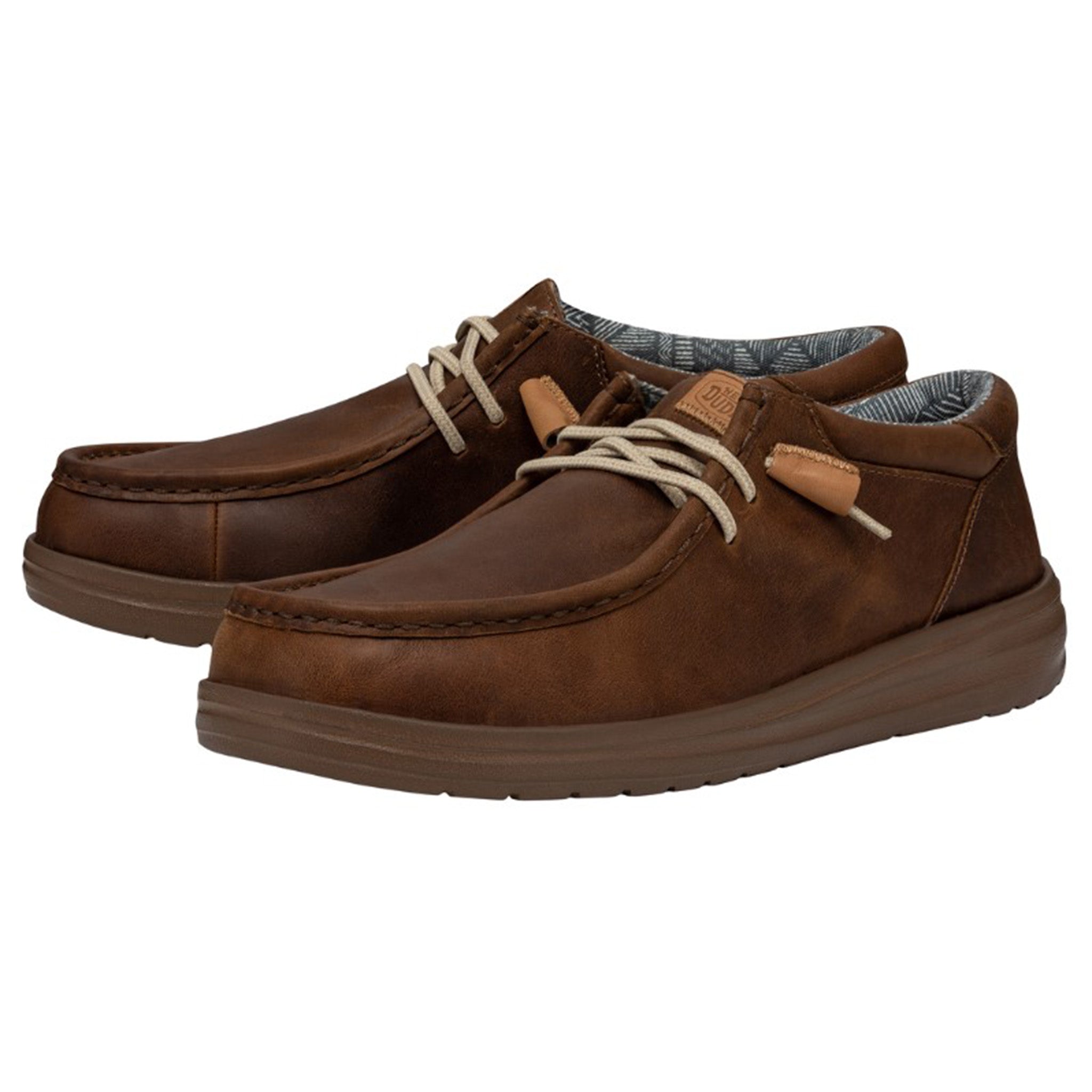 Hey Dude Men's Wally Grip Leather Brown Hey Dude Men's Wally Grip Leather Brown