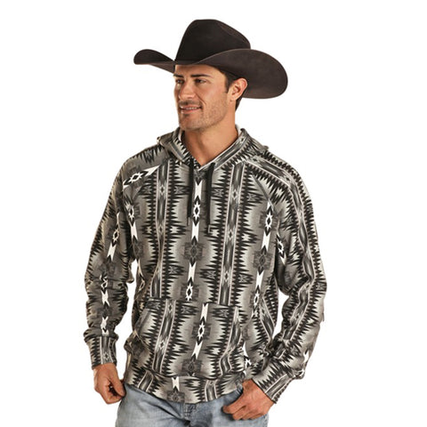 Rock & Roll Men's Black/White Aztec Hoodie
