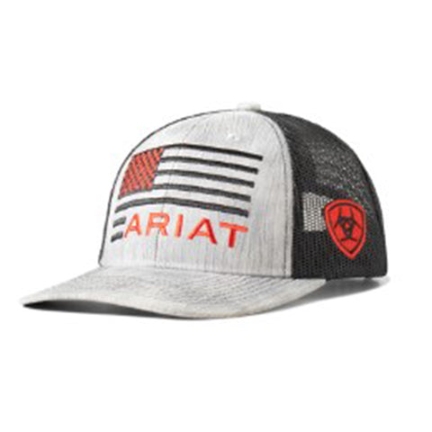 Ariat Youth Grey/White Embroidered Flag Cap