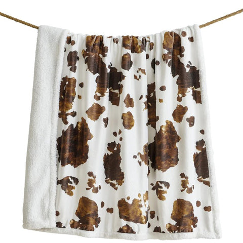 Elsa Brown Cowhide Sherpa Throw