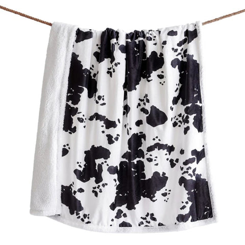 Elsa Black Cowhide Sherpa Throw