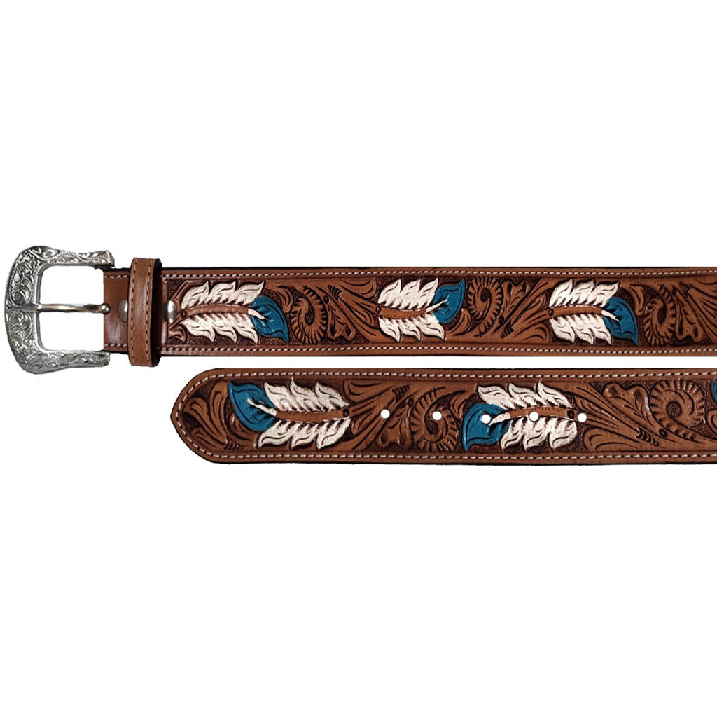 Western Fashion Men's Painted Feather Belt