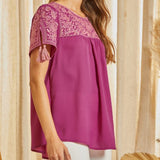 Andree Women's Magenta Embroidered Blouse