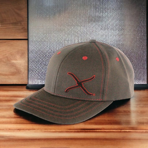 Twisted X Distressed Black/Red on Green Cap