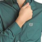 Panhandle Boys Solid Teal Button Shirt