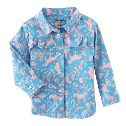 Wrangler Infant/Toddler Blue/Pink Horse Shirt