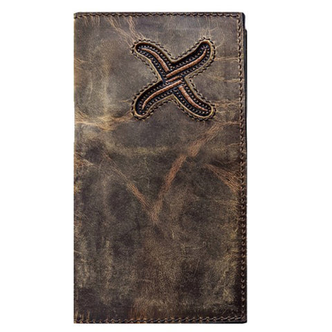 Twisted X Distressed Bomber Brown Checkbook