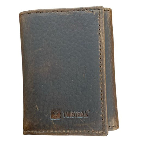 Twisted X Pebbled Brown Trifold Wallet