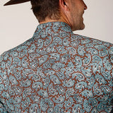 Roper Men's Turquoise Brown Paisley Shirt
