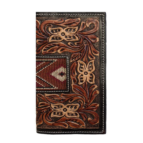 Twisted X Gator Leather Rodeo Wallet With Logo - Brown Genuine Leather With Alligator Print