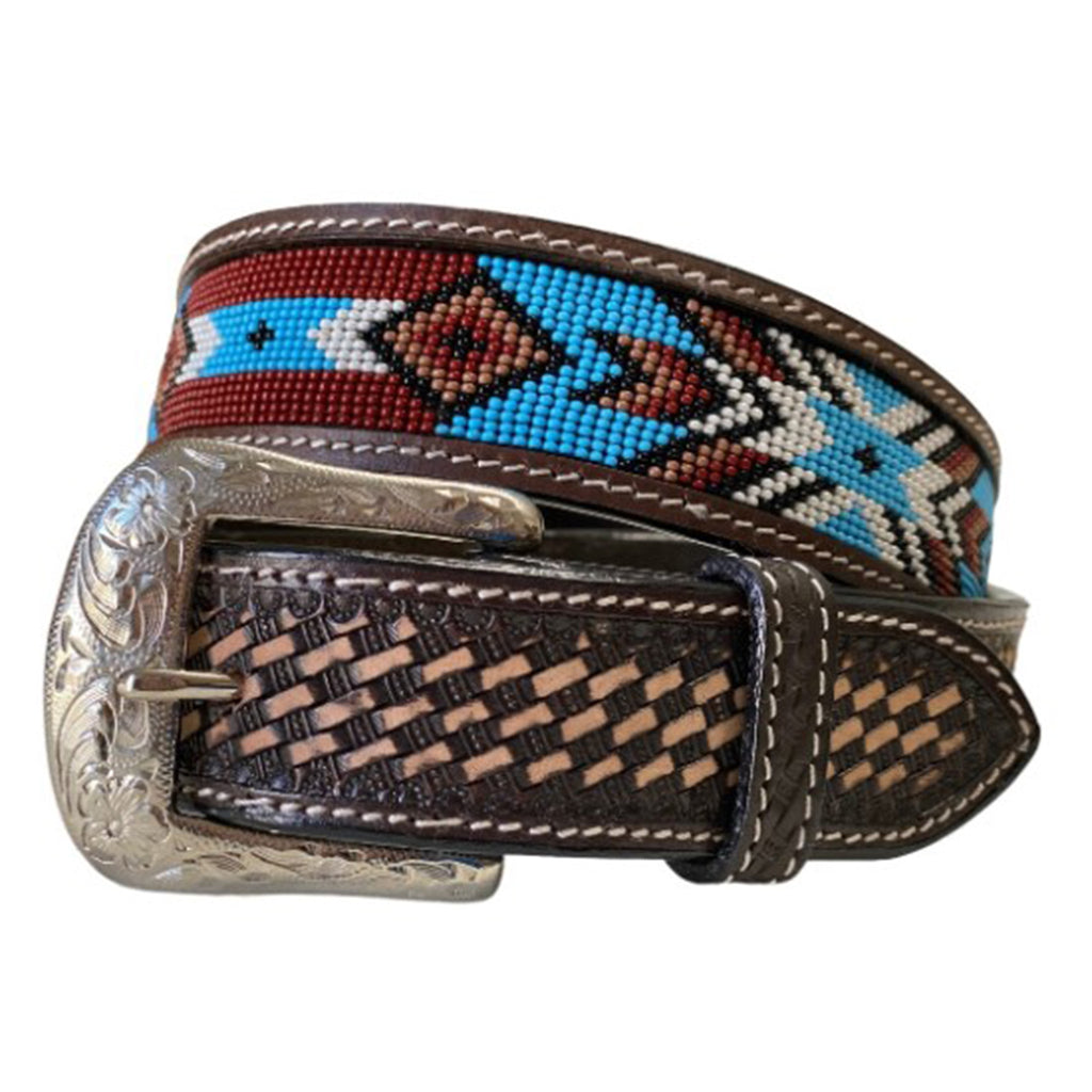 Twisted X Blue/Brown Beaded Belt