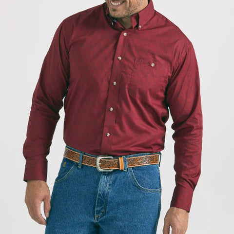 Wrangler Men's George Strait Red Print Shirt