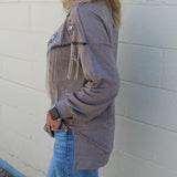 Grey with Sequins Bronc Fringe Sweater