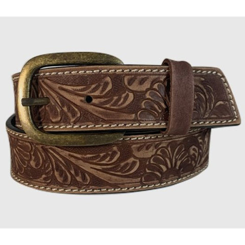Cowgirls Rock Women's Brown Floral Tooled Belt