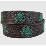 Cowgirls Rock Women's Brown Turquoise Flower Belt