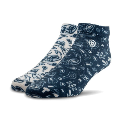 Ariat Women's 2 Pack Blue/White Paisley Sock