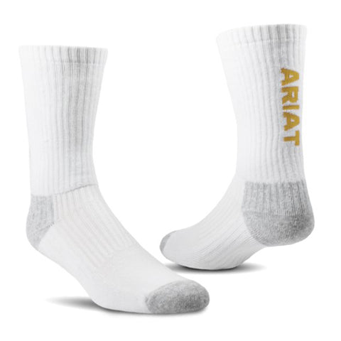 Ariat Men's White 3 Pack Crew Socks