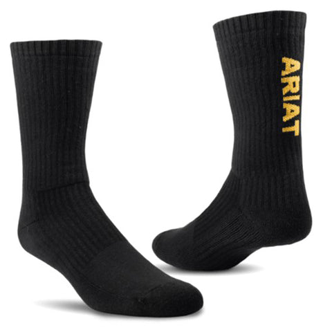 Ariat Black Crew 3 Pack Socks