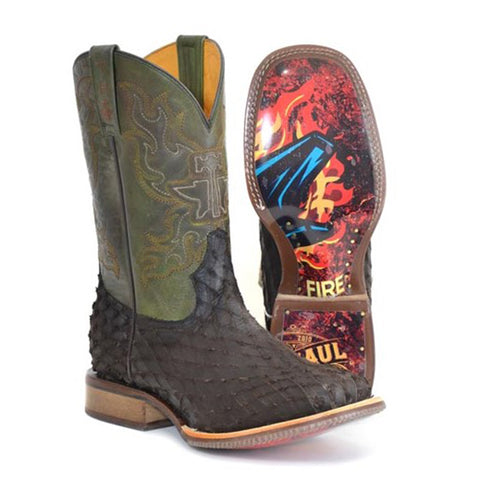 Tin Haul Men's Brown/Green Ruff & Tumble Boots