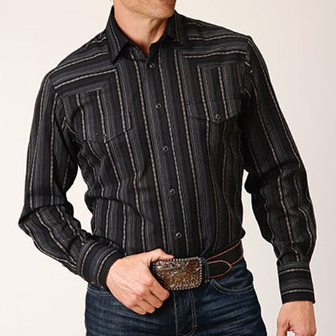 Roper Men's Black/Charcoal Stripe Shirt