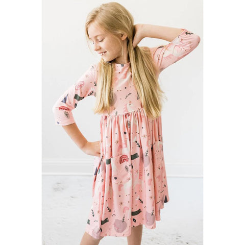 Mila & Rose Kids Pink Unicorn Rainbow Dress