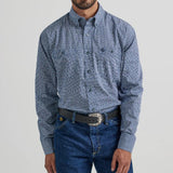 Wrangler Men's Cornflower Blue& Black Print Geo Shirt