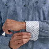 Wrangler Men's Cornflower Blue& Black Print Geo Shirt