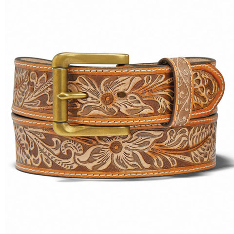 Justin Men's Tan Vintage Floral Belt