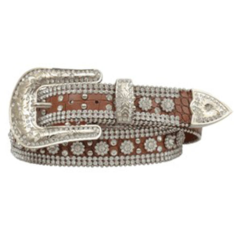 Angel Ranch Women's Brown Gator Flower Belt