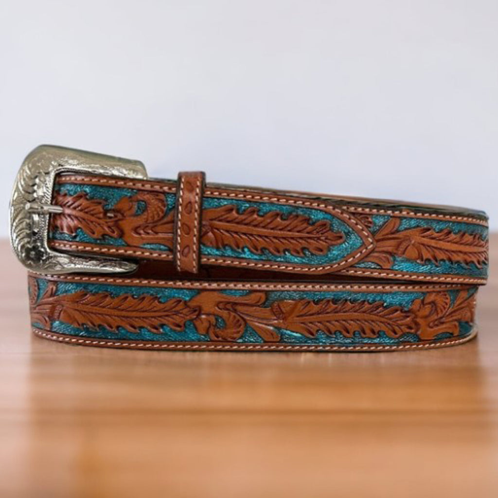 Twisted X Men's Leaf Tooled Inlay Belt