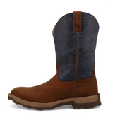 Twisted X 11" Ultralite X Work Boot. Brown with Denim Blue Top
