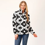 Roper Women's Black/White Polar Fleece 1/4 Zip
