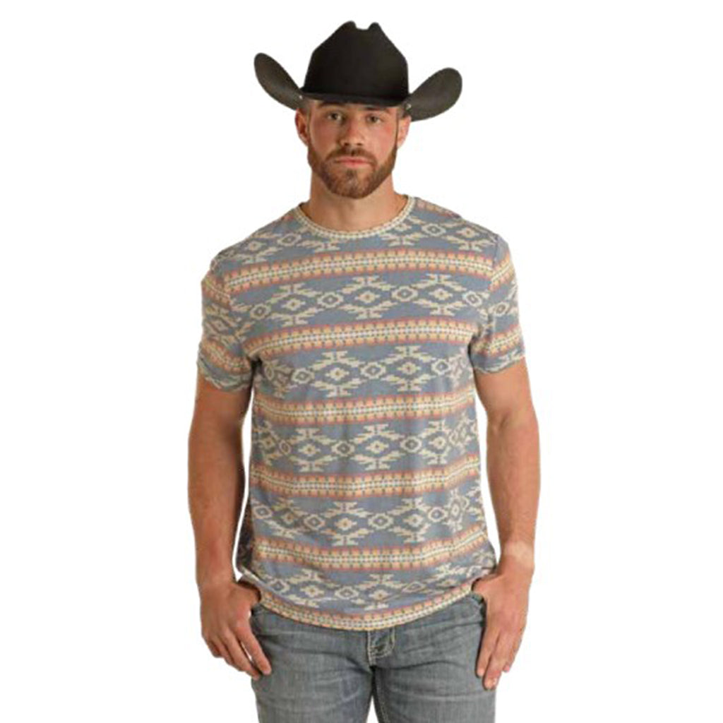 Rock & Roll Men's Blue/Multi Aztec Tee