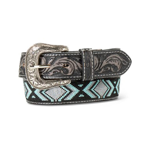 Ariat Men's Black /Turquoise Inlay Belt