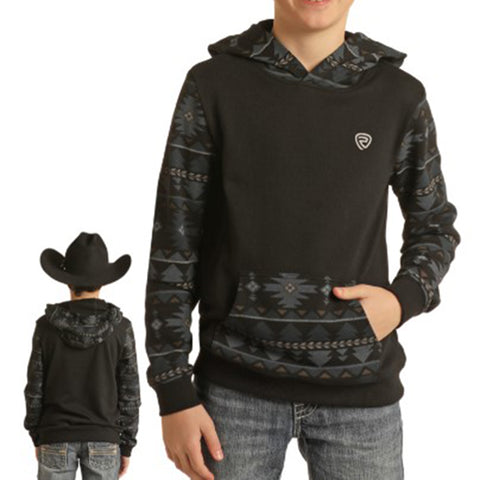 Rock & Roll Boy's Black Aztec Hoodie