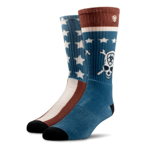 Ariat Men's Faded Patriot Crew Sox 2-Pack