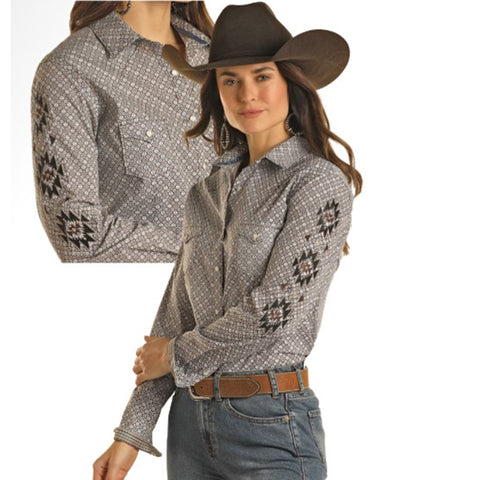 Panhandle Women's Brown Diamond Print Shirt